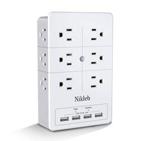 Nikleb 798787524788 Multi Plug Outlet Surge Protector 12 Electrical Extender 3 Sid