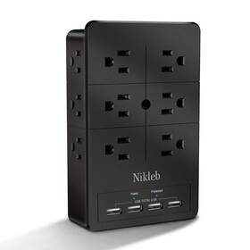 Nikleb 798787526782 Multiple Plug Outlet Extender Surge Protector 12 Outlets With 4 Us