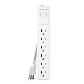 No 649532934478 500 Joule White Surge Protector With 6 Outlets And 2 Ft Cord