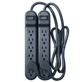 No 681131414616 6-outlet Surge Protector Gray 2 Pack 2.5ft Power Cord