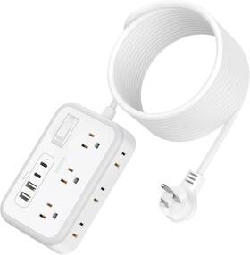 Ntonpower 726084919761 Flat Plug Extension Cord 25 Ft Surge Protector Power Strip Outlet Extender Wit