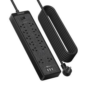 Ntonpower 936761800419 Flat Plug Extension Cord 25 Ft Surge Protector Power Strip With 12 Outlets2 Wid