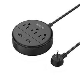 Ntonpower 936761859165 Flat Plug Power Strip With Usb Ports Nightstand Desktop Charging Station Wit