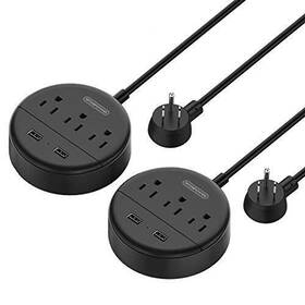 Ntonpower 936761865128 Power Strip With Usb 2-pack Travel Flat Plug 3 Outlets And 2 Us