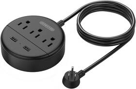 Ntonpower 936761866347 Power Strip Charging Station - 3 Widely Outlets 2 Usb Ports 10ft Cord
