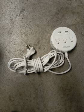 Ntonpower 936761892384 Travel Power Strip 3 Outlet 2 Usb Flat Plug15ft Extension Cord Wall Mountable