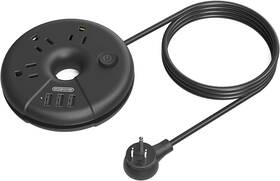 Ntonpower 936761896023 Power Strip 3 Outlets Usb Ports Flat Plug 10ft Long Extension Cord