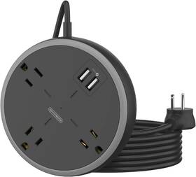 Ntonpower 941788868403 Travel Power Strip - 3 Widely Outlets 2 Usb Charging Ports 10 Ft Extension Cord
