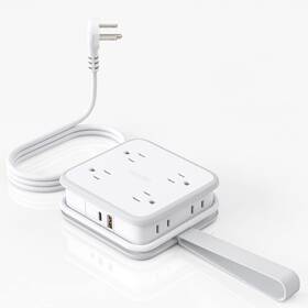 Ntonpower 941833911504 Flat Plug Power Strip With Usb C Gan 45w Usb-c Port 8 Outlets 2 U