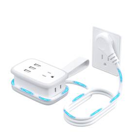 Ntonpower 941833911566 Travel Power Strip With Usb Ports 2 Widely Outlets 3 3ft Short Exte