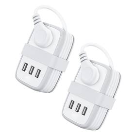 Ntonpower 941833911573 Travel Power Strip 2-pack 2 Outlets And 3 Usb 3ft Cord White