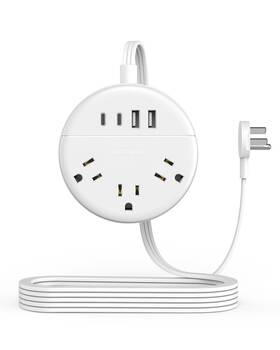 Ntonpower 941833918459 Flat Extension Cord 10 Ft Plug Power Strip With 3 Outlets 4 Usb Ports 2