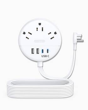 Ntonpower 941833918466 15ft Flat Extension Cord Plug Power Strip 3 Outlets 4 Usb Ultra Thin