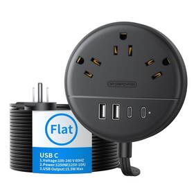 Ntonpower 941833918602 Flat Extension Cord 15 Ft Power Strip Plug With Multiple Out
