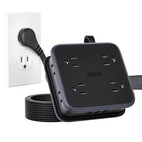 Ntonpower 941833918954 Flat Extension Cord Power Strip With 8 Widely Outlets 3 Usb Ports 6ft P