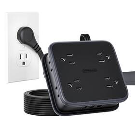 Ntonpower 941833918992 10ft Extension Cord Flat With 8 Widely Outlets 3 Usb Ports F