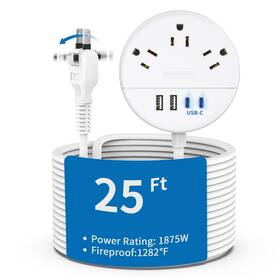 Ntonpower 941833920650 2 Prong Extension Cord 25 Ft To 3 Outlet Adapter Wit