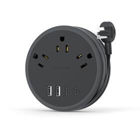 Ntonpower 941833920858 Flat Plug Extension Cord 2 Usb C Travel Power Strip With 3 Outlets 4 Por