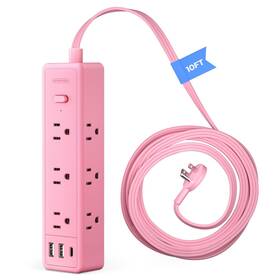 Ntonpower 941833921893 Pink Power Strip Surge Protector 9 Outlets 3 Usb Ports 1 C