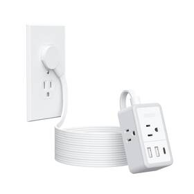 Ntonpower 941833921930 Flat Extension Cord 10 Feet Small Plug Power Strip With 3 Usb1 Usb-c O