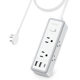 Ntonpower 941833922029 Surge Protector Power Strip1080j Ultra Thin Flat Plug Extension Cord 5ft 6 Wi