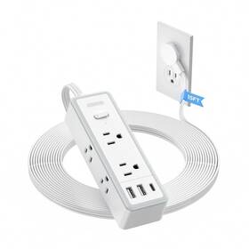 Ntonpower 941833922067 Flat Plug Power Strip 15 Ft Extension Cord Surge Protector 6 Widely Ac Outl
