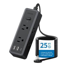 1080 Ntonpower 941833922098 Extension Cord 25 Ft Joules Surge Protector Power Strip With 6 Widely Outle