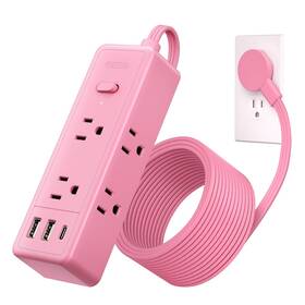 1080 Ntonpower 941833922111 Pink Extension Cord 10 Ft Joules Surge Protector Power Strip With 6 Widely