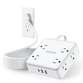Ntonpower 941833922197 Surge Protector Power Strip Flat Extension Cord 15 Ft With 8 Widely Outlets