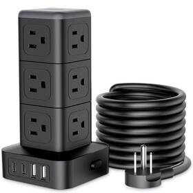 1080j Ntonpower 941833922579 Power Strip Tower Surge Protector 12 Outlets And 4 Usb 2 C 10 Ft