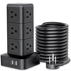 Ntonpower 941833922593 15 Ft Power Strip Surge Protector Tower Mini Flat Plug