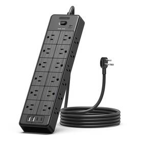 4000j Ntonpower 941833922630 Extension Cord 5 Ft 24 Outlets 15a Surge Protector Usb C Black