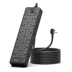 Ntonpower 941833922647 24 Widely Outlets Extension Cord 10 Ft 15a/1875w Power Strips With