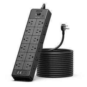 Ntonpower 941833922654 24 Widely Outlets Extension Cord 15 Ft 15a/1875w Power Strips With Surge Prot