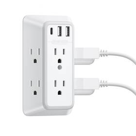 Ntonpower 941833922838 Wall Outlet Extender Surge Protector 6 With 3 Usb Charge