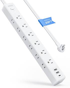 Ntonpower 941833923088 25 Ft Long Surge Protector Power Strip 14/3 Flat Extension Cord With 12 Ac Outle