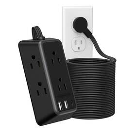 1080j Ntonpower 941833923477 25ft Black Extension Cord Flat Plug Surge Protector Power Strip With 6