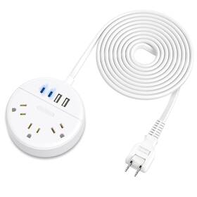 Ntonpower 941833924498 2 Prong Power Strip 10 Ft Extension Cord To 3 Outlet Adapter