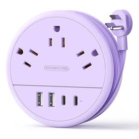 Ntonpower 941833924597 Purple Extension Cord With 3 Ac Outlet 4 Usb 2 C Dorm Room Essentials