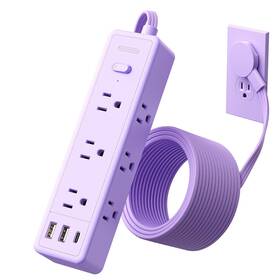Ntonpower 941833924603 Purple Power Strip Surge Protector Extension Cord 5ft 9 Outlets 3 Usb 1