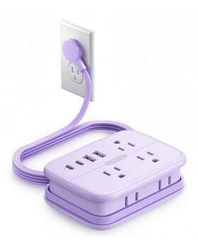 Ntonpower 941833928670 Purple Travel Power Strip 6 Outlets 4 Usb Ports 2 C 4ft Extensi