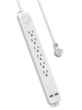 Ntonpower 954301192565 6 Outlets Surge Protector Power Strip With 2 Usb Ports 1875w Flat Plug