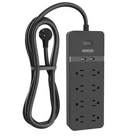 Ntonpower 954301196846 25 Ft Extension Cord Flat Plug 8 Outlet Surge Protector Power Strip With Usb