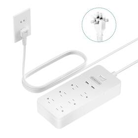 Ntonpower 974255310044 2 Prong Power Strip With 10ft Extension Cord Flat Plug Surge Prote