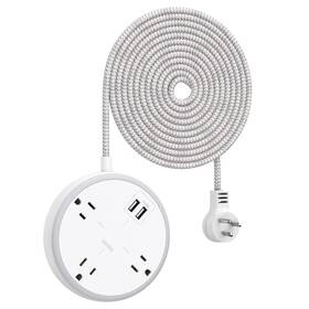 Ntonpower 974255312321 Braided Extension Cord 15 Ft Flat Plug Power Strip With Usb Compact Nightst