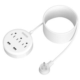 Ntonpower 974255312444 25ft Power Strip Extension Cord With Usb Ports Compact Charging Station White
