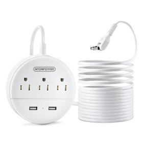 Ntonpower 974255312451 Long Extension Cord 15ft 1875w/15a 2 Prong To 3 Outlet Adapter Outlets