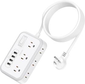 Ntonpower 974255312864 Power Strip With Usb Flat Plug 4 Ports 6 Outlets 5 Ft Wh