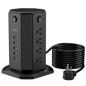 Ntonpower 974255313076 15ft Extension Cord Power Strip Tower Flat Plug Surge Protector Wit