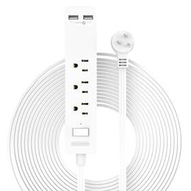 Ntonpower 974255313946 Long Extension Cord 15 Ft Wall Mount Power Strip Flat Plug With 3 Outlets 2 Usb